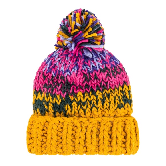 NEW Free People Tide Stripe Knit Pom Beanie Sunshine - Picture 7 of 14